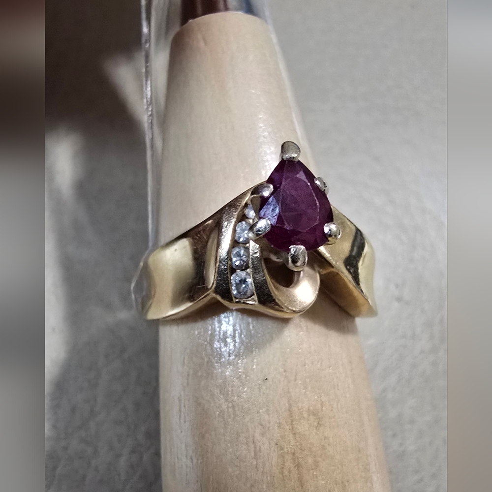14K Gold Ruby Ring With Diamond Accents